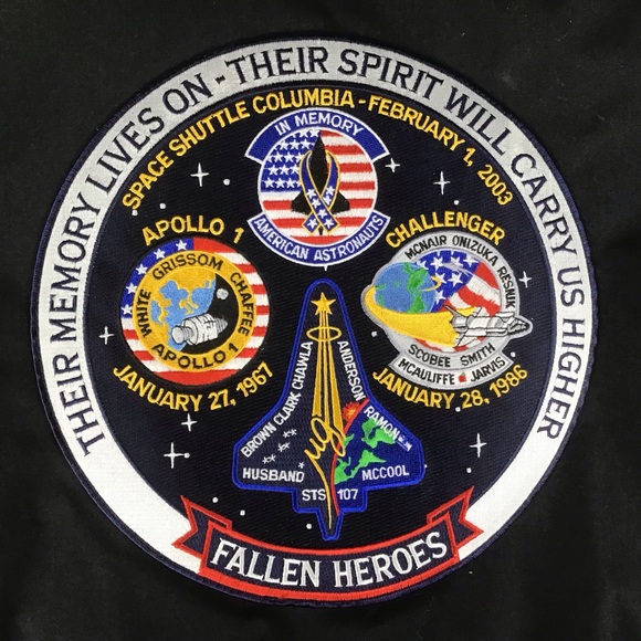 Fechheimer Ultra Mens Bomber Jacket NASA Astronaut Memorial Patch Fur Collar 40R - Picture 2 of 11